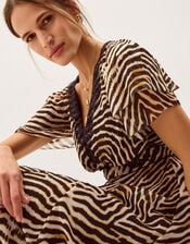 Annie Animal Print Midi Dress, Brown (BROWN), large