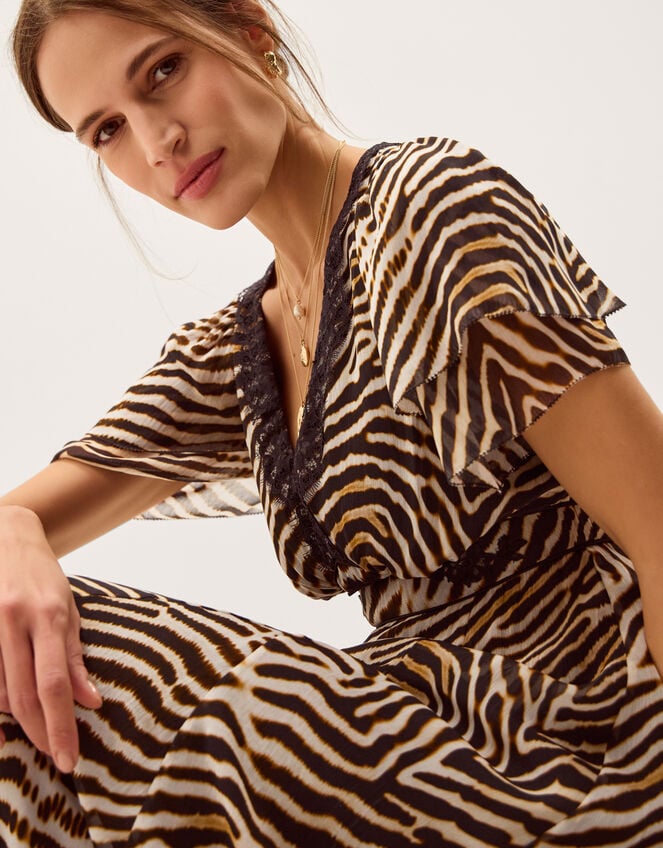Annie Animal Print Midi Dress, Brown (BROWN), large
