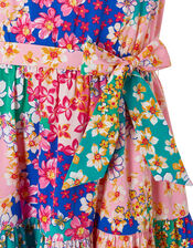 Winnie Contrast Floral Dress in Recycled Polyester, Pink (PINK), large