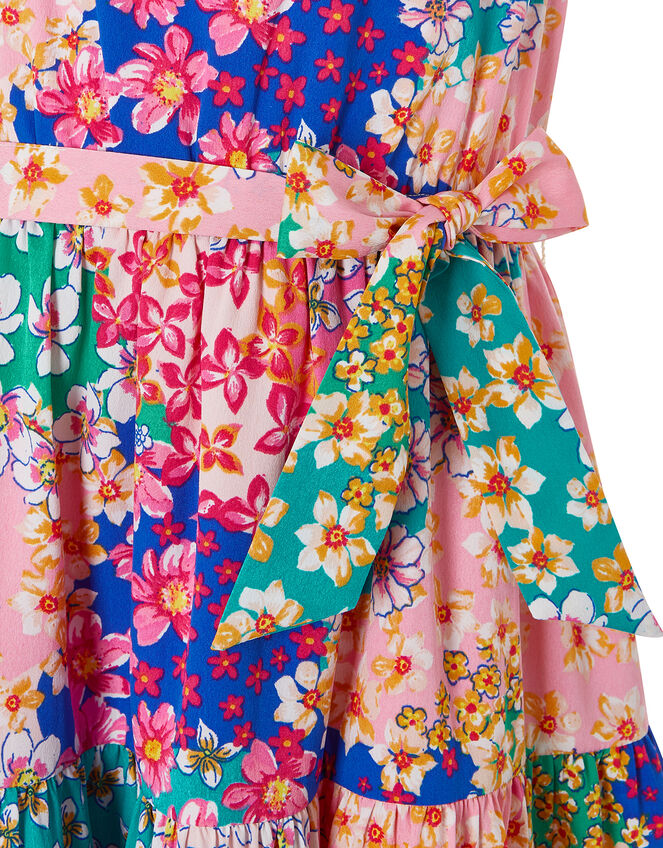 Winnie Contrast Floral Dress in Recycled Polyester, Pink (PINK), large