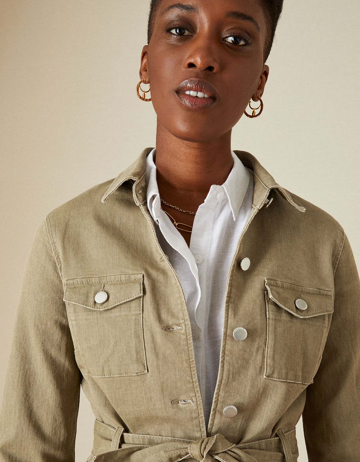 Clarissa Clay Dye Belted Jacket Green