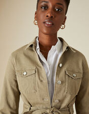 Clarissa Clay Dye Belted Jacket, Green (KHAKI), large