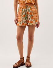 Carris Floral Scallop Shorts, Orange (ORANGE), large
