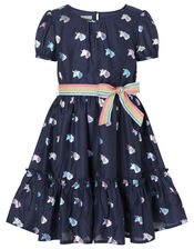 Unicorn and Rainbow Dress, Blue (NAVY), large