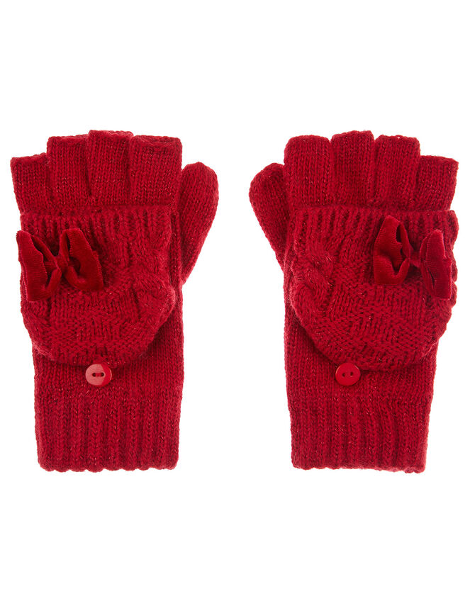 Ruby Bow Capped Gloves, Red (RED), large