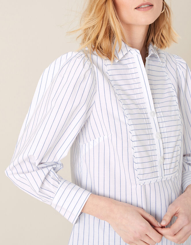 Pinstripe Poplin Shirt, Ivory (IVORY), large