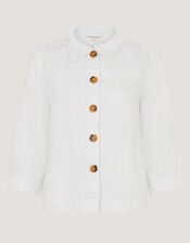 Emelia Linen Shirt, Ivory (IVORY), large