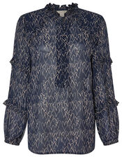 Harmony Heart Print Blouse, Blue (NAVY), large