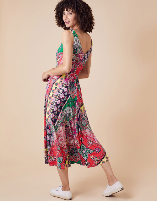 Scarf Print Midi Dress, Pink (PINK), large