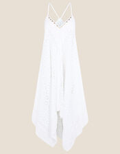 Miquel Broderie Hanky Hem Dress, White (WHITE), large