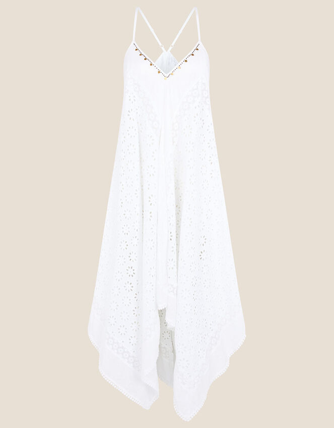 Miquel Broderie Hanky Hem Dress, White (WHITE), large