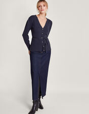 Smart Ribbed Cardigan with LENZING™ ECOVERO™ , Blue (MIDNIGHT), large