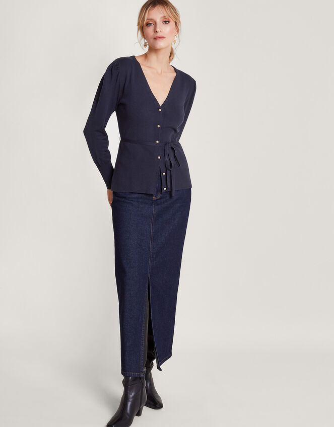 Smart Ribbed Cardigan with LENZING™ ECOVERO™ , Blue (MIDNIGHT), large