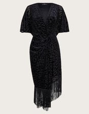 Dana Devore Leopard Print Wrap Dress, Black (BLACK), large