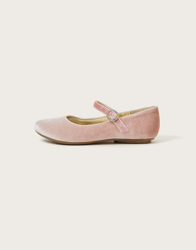 Diamante Velvet Ballerina Flats, Pink (PINK), large