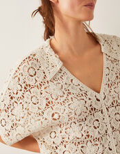 Ren Crochet Collared Blouse, Ivory (IVORY), large