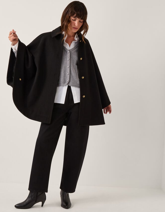Monsoon: Ciara Black Cape Coat