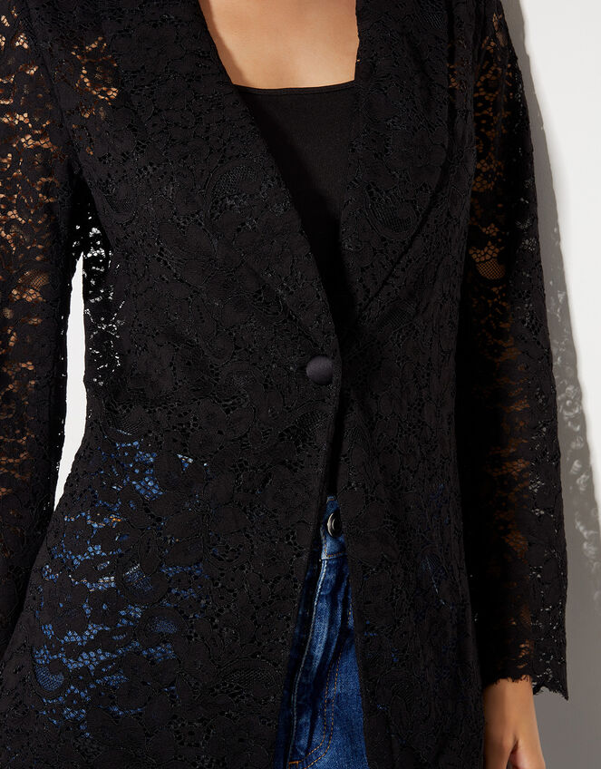 Lola Floral Lace Blazer, Black (BLACK), large