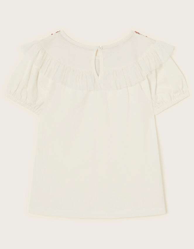 Ruffle Collar Linen Shirt for Women Short Sleeve Victorian 