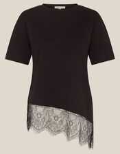 Lola Lace Jersey T-Shirt, Black (BLACK), large