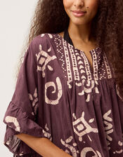 Mafalda Print Ruffle Mini Kaftan, , large