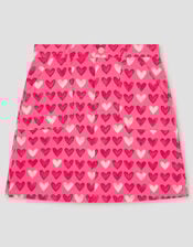 Heart Print Denim Skirt, Pink (PINK), large