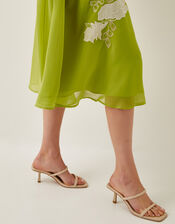 Tilly Floral Embroidered Midi Dress, Green (OLIVE), large