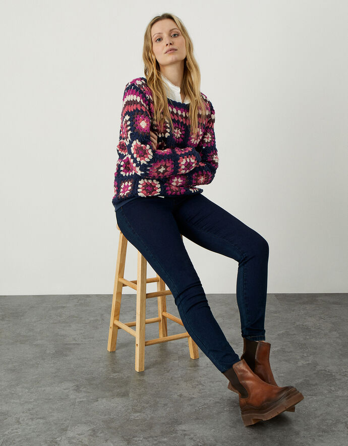 Navy Hand Crochet Jumper Black Jumpers Monsoon UK.