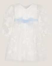 Baby Beatrice Floral Embroidered Tulle Dress, Ivory (IVORY), large