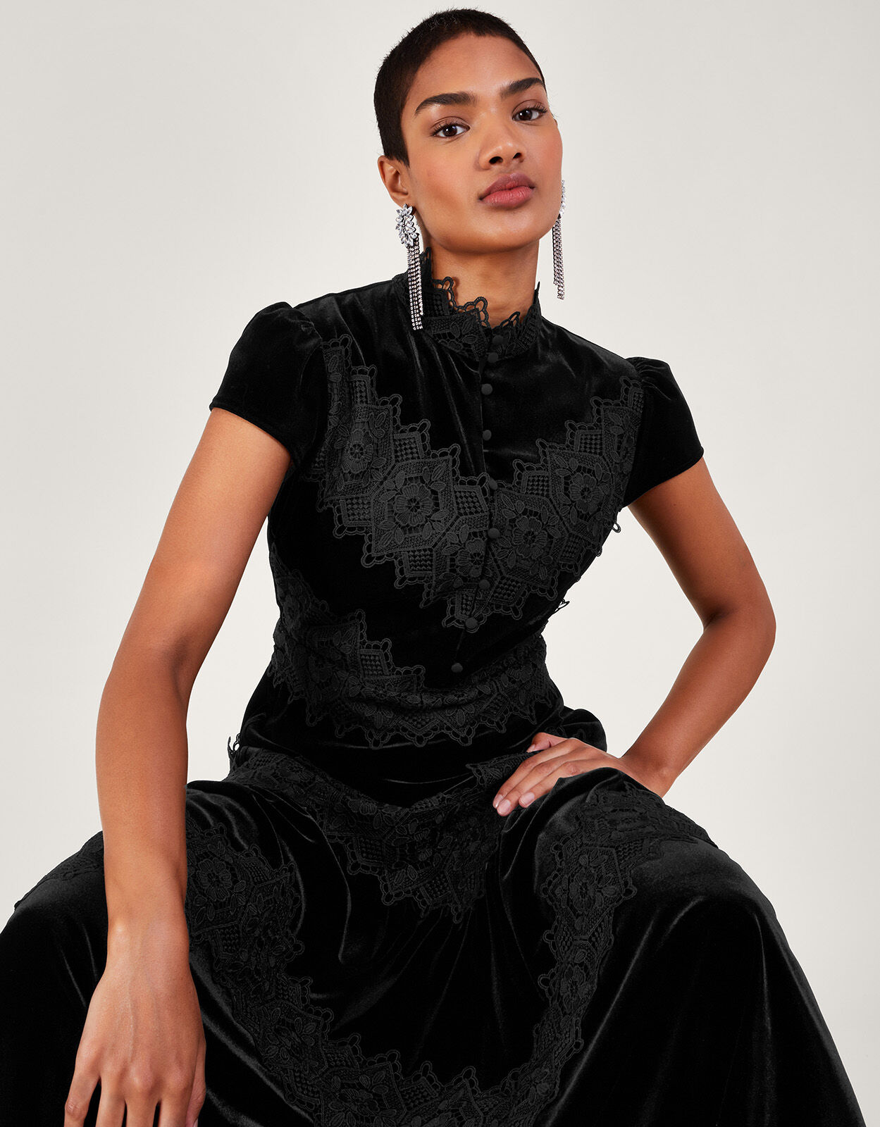 Black lace deals and velvet dress