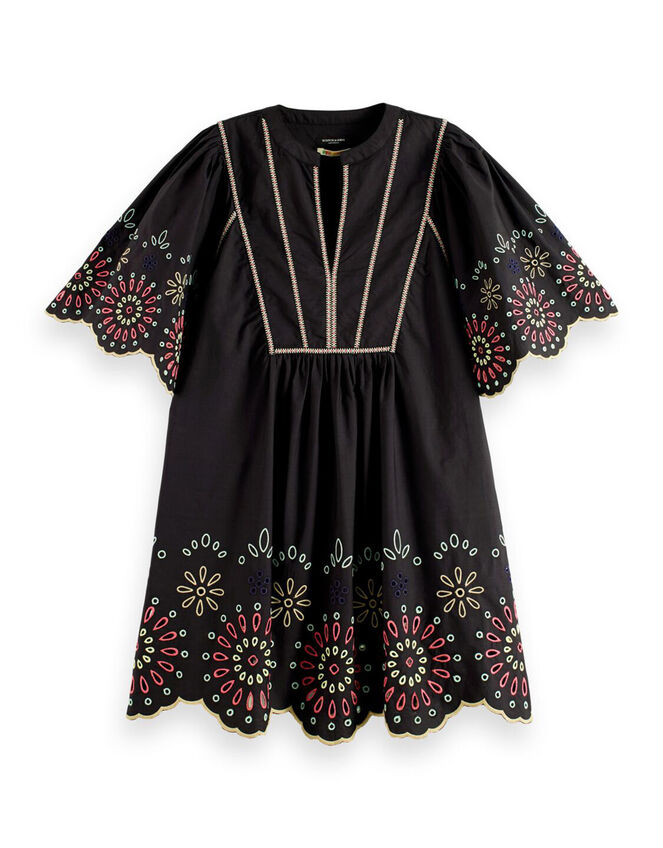 Scotch and Soda Broderie Mini Dress, Black (BLACK), large