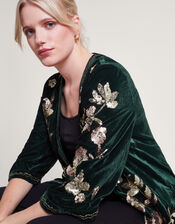 Kiara Velvet Kimono, Green (GREEN), large