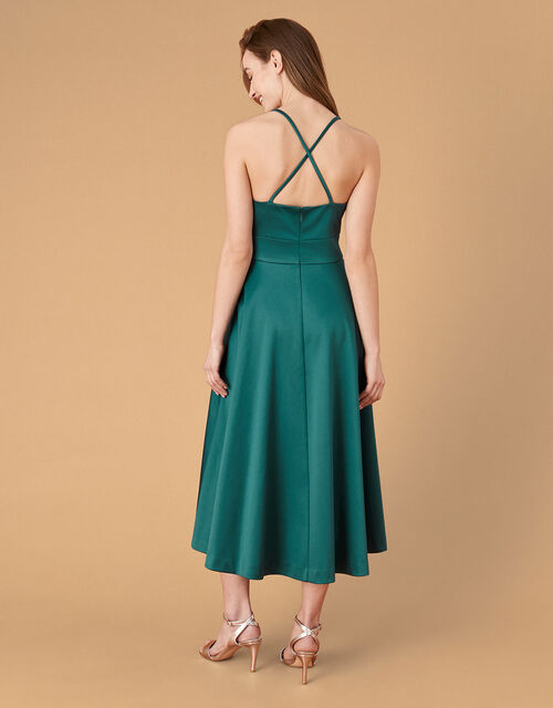 Stevie Structured Cross-Strap Midi Dress, Teal (TEAL), large