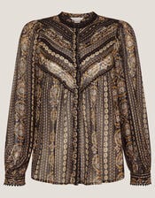 Darla Shimmer Print Blouse, Black (BLACK), large