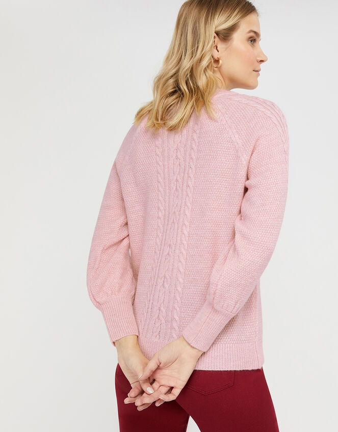 Carly Cable Knit Jumper, Pink (PINK), large