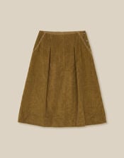 East Heema Cross Stitch Corduroy Midi Skirt, Green (OLIVE), large
