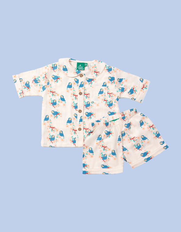 Little Green Radicals Bluebird Pyjamas, White (WHITE), large