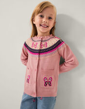 Butterfly Fair Isle Cardigan , Pink (PINK), large