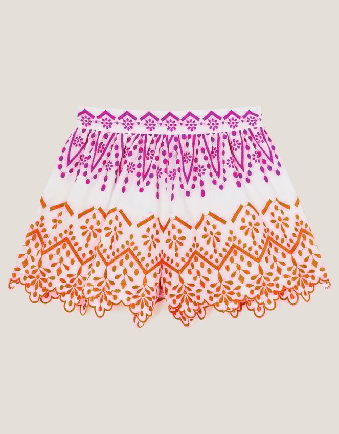Embroidered Scallop Shorts, White (WHITE), large