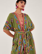 Embroidered Kimono in LENZING™ ECOVERO™, Green (GREEN), large