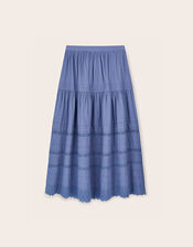 East Betsy Cotton Poplin Midi Skirt, Blue (BLUE), large