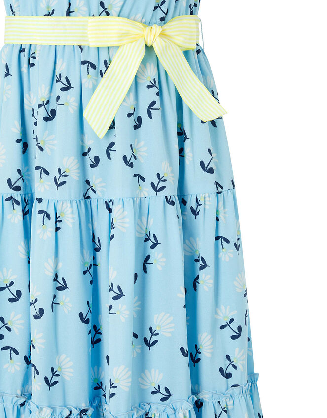 Chloe Floral Tiered Maxi Dress in Recycled Fabric, Blue (BLUE), large