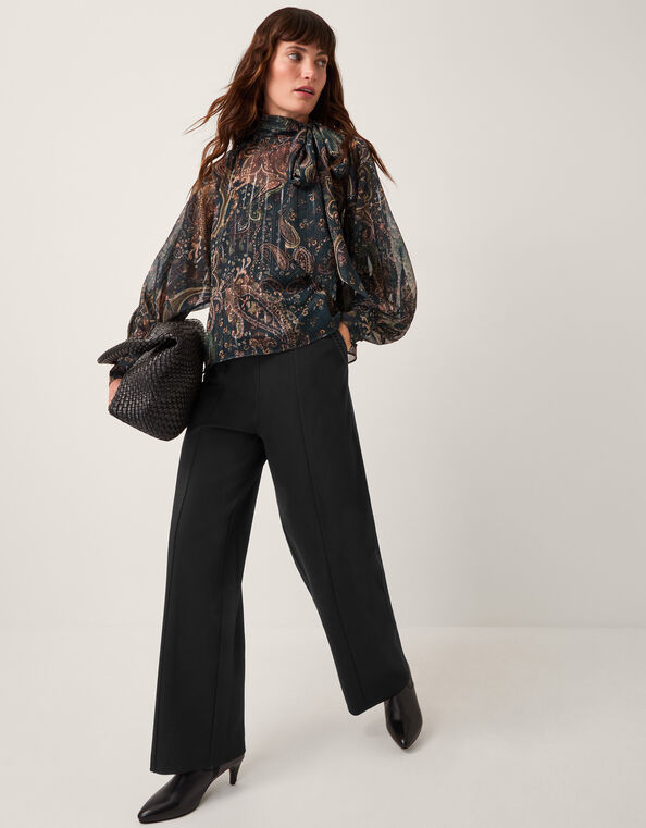 Payton Ponte Bootcut Trousers, Black (BLACK), large