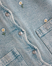 Embroidered Daisy Denim Jacket, Blue (BLUE), large