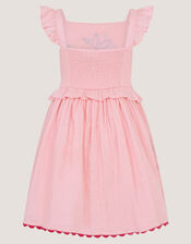 Fruit Embroidered Square Neck Dress, Pink (PINK), large