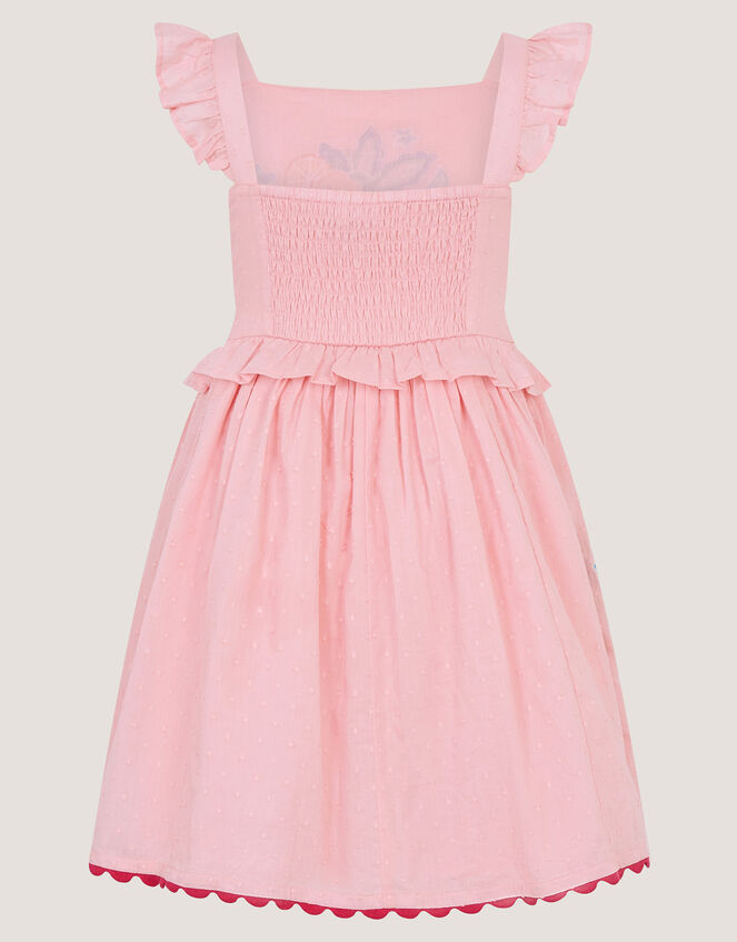 Fruit Embroidered Square Neck Dress, Pink (PINK), large