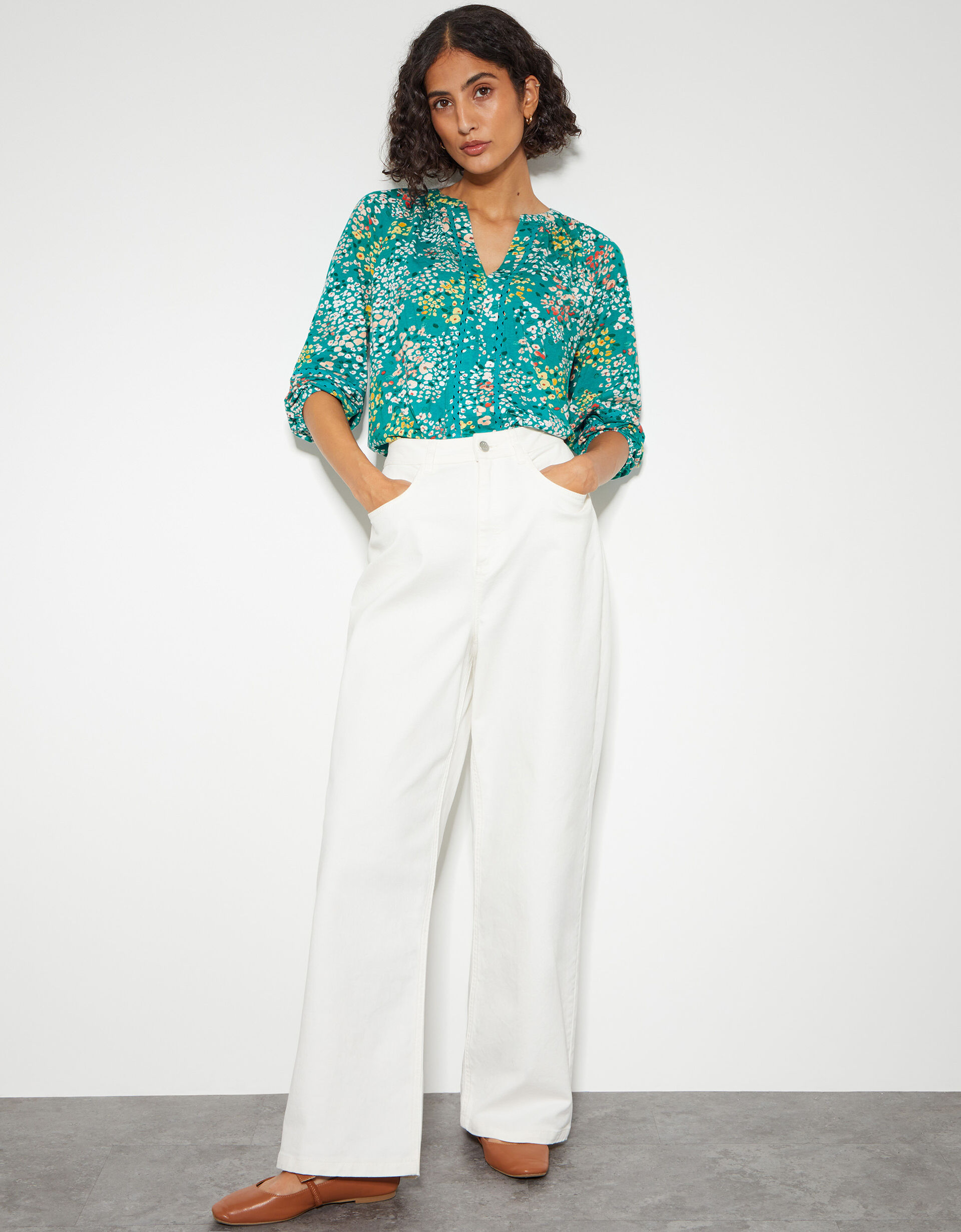 Teal and Orange Floral Top