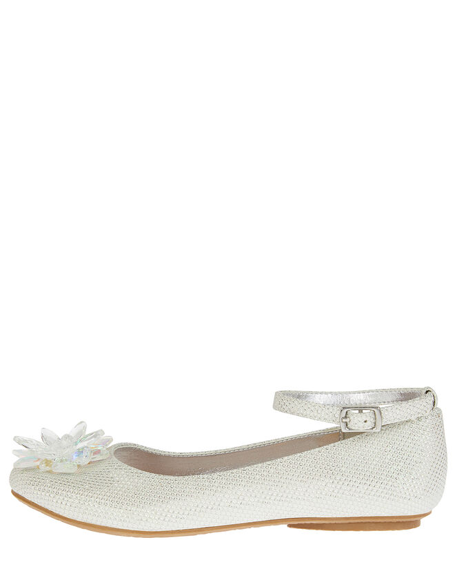 Crystal Shimmer Ballerina Flats, Silver (SILVER), large