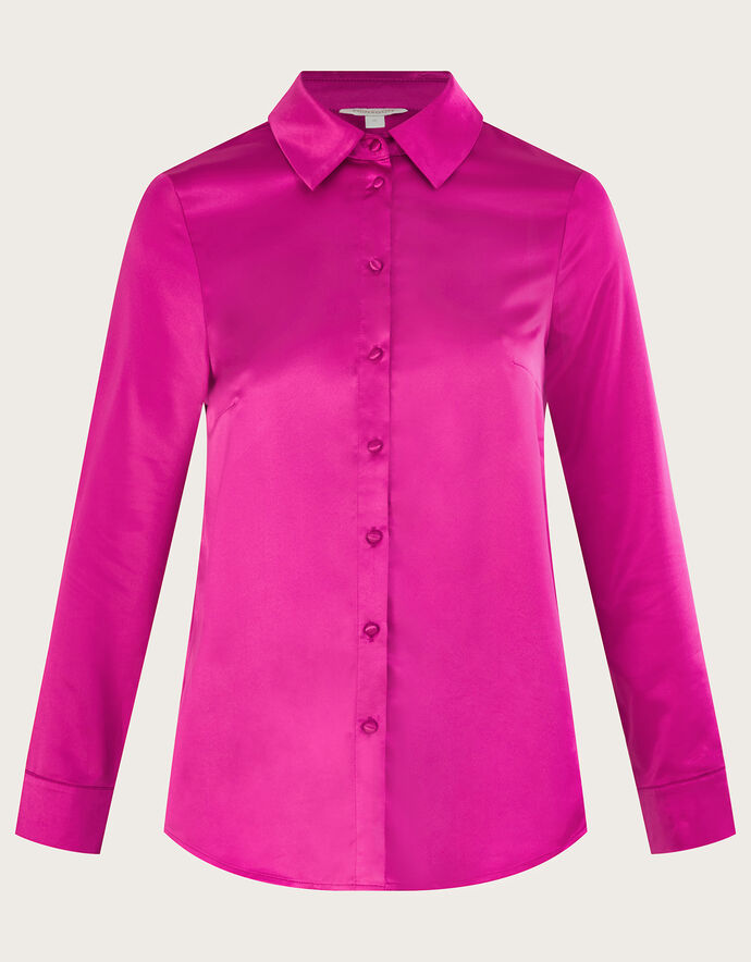 Pink Long Satin Blouse main image 1