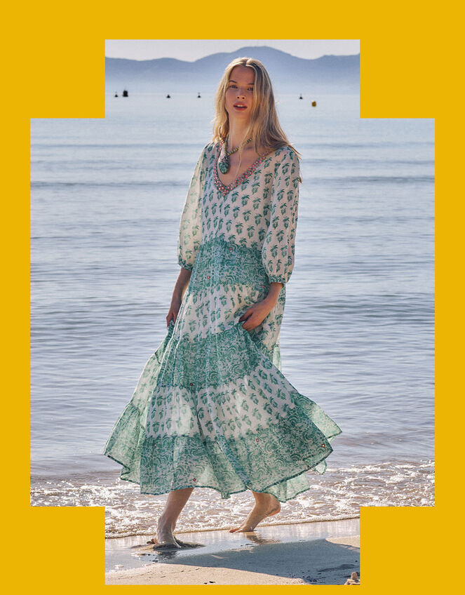 East Floral Embellished Dress, Green (GREEN), large